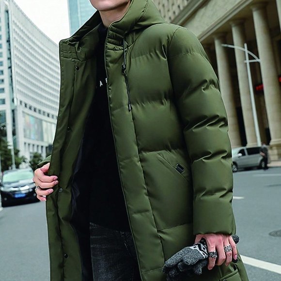 . Other - Army Green Casual Men Slant Pocket Zip Up Puffer Coat